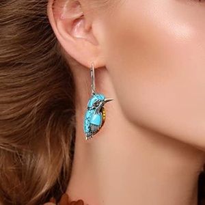 Silver Boho Bird Drop Earrings